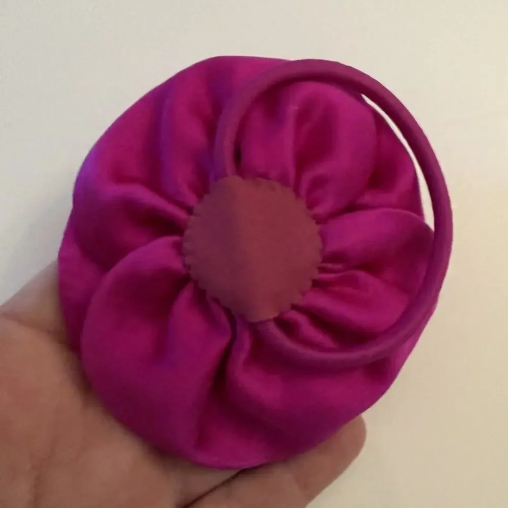 NWOT 3 Satin Schrunchies with Rosettes in Black, Cream & Pink by Zara & J Crew